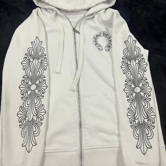 Chrome hearts horseshoe floral zip up hoodie